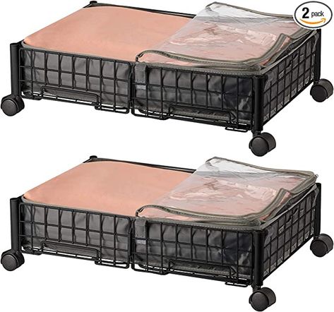 Under Bed Clothes Storage, Under Bed Basket, Bed Clothes Storage, Storage With Wheels, Basket With Wheels, Under Bed Storage Bins, Bed Clothes, Rolling Drawers, Folding Structure