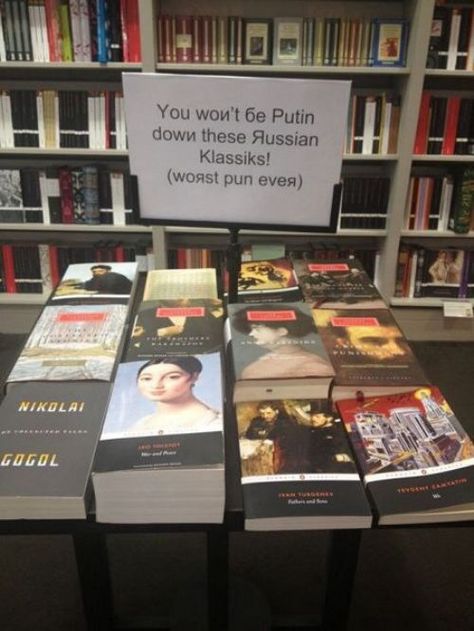 Russian Classics Russian Literature, English Major, Library Displays, Book Display, Book Humor, I Love Books, The Library, Funny Signs, A Sign