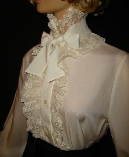 Victorian Style Frilly Lace Bow Blouse Victorian Suits, Frilly Shirt, Fancy Collar, Victorian Shirt, Frill Shirt, Frilly Top, Victorian Blouse, Frilly Dresses, Victorian Clothing