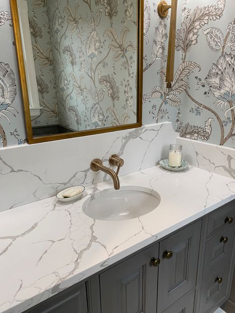 Quartz In Bathroom, Calcutta Gold Quartz Countertops Bathroom, Calattaca Gold Quartz, Calacatta Castana Quartz, Carrara Caldia Quartz, Brown Veining Quartz, Quartz Bathroom Countertops, Quartz Bathroom, White Counters