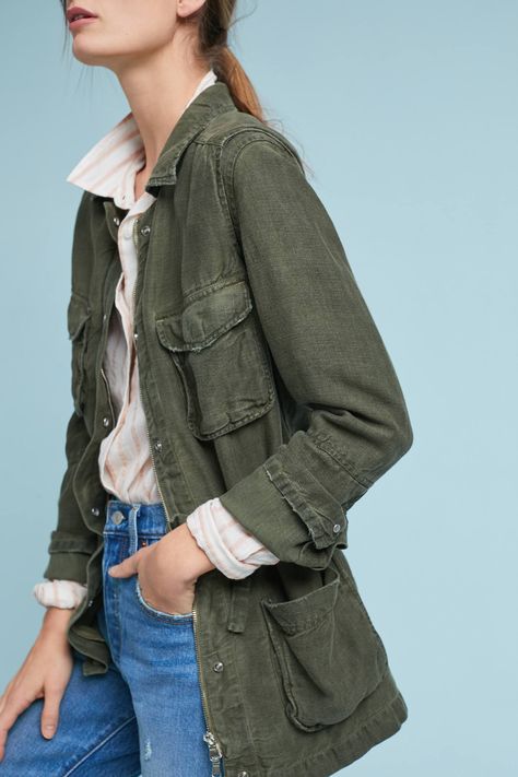 Shop the AG Carell Utility Jacket and more Anthropologie at Anthropologie today. Read customer reviews, discover product details and more. Military Inspired Jacket, Weather Outfits, Crop Jean Jacket, Ag Jeans, Striped Jacket, Cold Weather Outfits, Denim Button Down, Floral Pants, Blue Denim Jeans