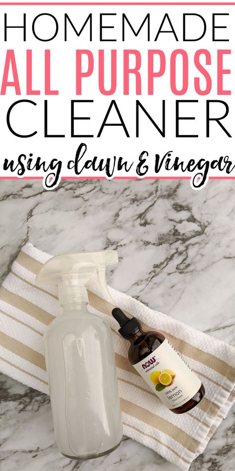 I love this all purpose cleaner for the bathroom and kitchen! It works great to clean and disinfect. Plus, this homemade all purpose cleaner is easy to make using dawn and vinegar. Vinegar Cleaning Spray, Homemade All Purpose Cleaner, Diy Cleaning Spray, Diy All Purpose Cleaner, Vinegar Cleaner, Lemon Vinegar, Natural Cleaning Recipes, All Purpose Cleaner, Cleaner Recipes