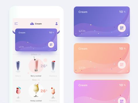 Coupon App, Cocktail App, To Do App, Ui Design Principles, Mobile Coupon, Card Ui, Credit Card Design, Free Psd Design, App Concept