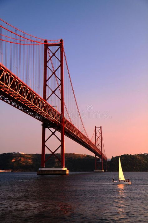 Sunset in Lisbon. Bridge 25 de Abril in Lisbon, at the sunset #Sponsored , #sponsored, #AFFILIATE, #Lisbon, #Abril, #sunset, #Bridge Lisbon Wallpaper, Lisbon Bridge, Lisbon Sunset, Sunset Bridge, Barcelona Pictures, Lisbon City, Bridge Painting, Lisbon Portugal, Wanderlust Travel