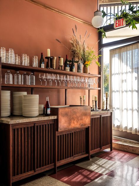 Lovers Unite shapes an approachable interior to support the cuisine of a fire-powered restaurant - AN Interior Server Station Restaurant, Server Station, Restaurant Station, Custom Light Fixtures, Los Angeles Restaurants, Eagle Rock, Spanish Revival, Self Storage, Terracotta Tiles