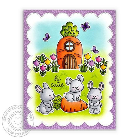 Sunny Studio: Sneak Peek: Introducing Little Birdie & Bunnyville Easter Stamps Posy Flower, Fall Friends, Sunnies Studios, Frantic Stamper, Easter Greetings, Hero Arts, Easter Cards, Craft Inspiration, Patterned Paper