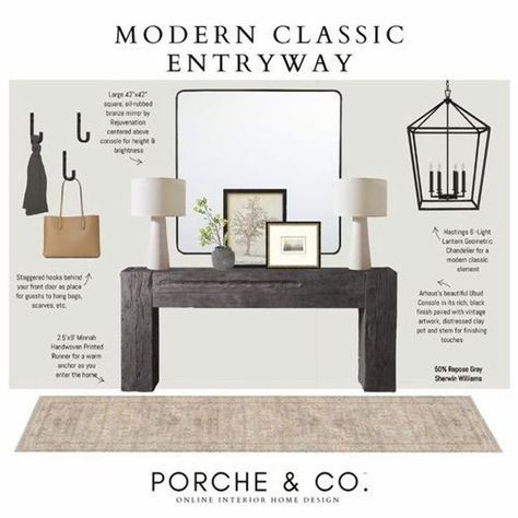 Home Decor updates for the entryway of your dreams with our mood board designs. Discover expert ideas for choosing the right finishes, picking the perfect color palette, and adding finishing touches. Dive into a world of entryway decor ideas and inspiration to transform your space. Shop the best entryway mood board designs on our LTK. (affiliate) Classic Entryway, Entryway Designs, Transitional Entryway, Modern Classic Home, Create A Magazine, Entryway Design, Console Styling, Board Designs, Foyer Decor