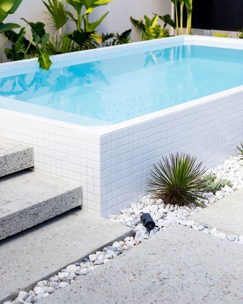 Jimmy & Tam’s house | Part 4 - Pool Jimmy & Tam's pool nails the quintessential Palm-Springs look with the breeze block wall, leafy foliage, and the white pool mosaic tiles. 😍 I love that Jimmy & Tam kept all feature tiles (inside & out) square shaped to connect their spaces with one another. Ft. Swimmer White Gloss Mosaic Tile ◻️◻️◻️◻️ Pool Mosaic Tiles, Pool Nails, White Pool, Pool Mosaic, Breeze Block Wall, Mosaic Pool, Feature Tiles, Block Wall, Spring Looks