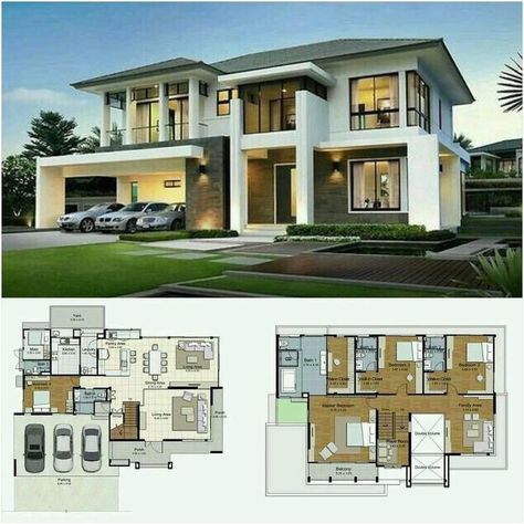 Modern House Floor Plans, House Plans Mansion, Building House Plans Designs, Building Plans House, Casas The Sims 4, House Plan Gallery, Architectural Design House Plans, Sims House Plans, Modern Style House Plans