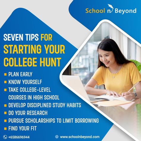 It’s never too soon for high school students to start searching for a college to attend, according to some education experts, who recommend researching major fields of study and admission requirements as early as ninth grade. Read more: https://www.usnews.com/education/articles/tips-for-starting-the-college-search For enquiries: 🌐 https://schoolnbeyond.com 📧 info@schoolnbeyond.com ☎ +6586696944 #SchoolnBeyond #StudyAbroad #CollegeAdmission #CollegeSearch College Search, Ninth Grade, Study Habits, College Admission, College Fun, Too Soon, In High School, School Students, High School Students