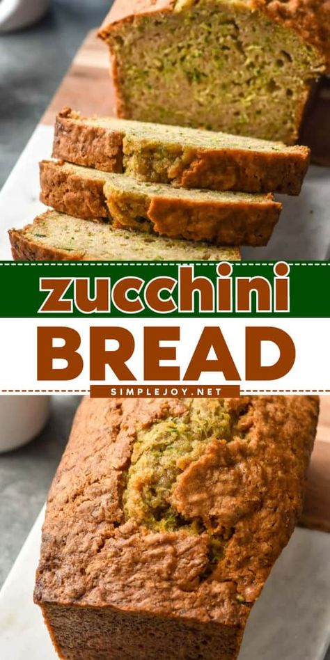 An easy zucchini recipe for quick bread! So moist and delicious with cinnamon spice, this homemade zucchini bread is an incredible summer breakfast recipe. Serve a slice of this zucchini loaf as a summer snack for kids, too! Homemade Zucchini Bread, Summer Breakfast Recipes, Zucchini Dinner, Easy Zucchini Bread Recipes, Moist Zucchini Bread, Zucchini Loaf, Zucchini Recipes Dessert, Easy Zucchini Bread, Best Zucchini Bread