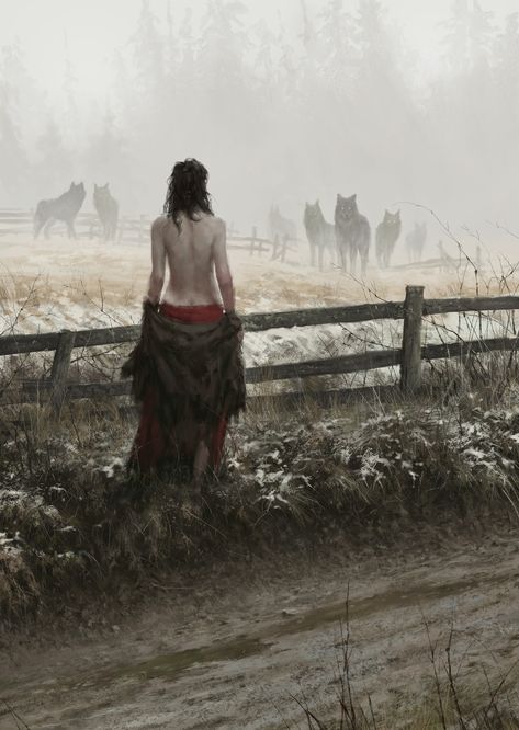 ArtStation - true nature, Jakub Rozalski Jakub Rozalski, Werewolf Girl, Arte Peculiar, Jaime Lannister, Werewolf Art, Nature Posters, Arya Stark, Wolf Art, Arte Fantasy