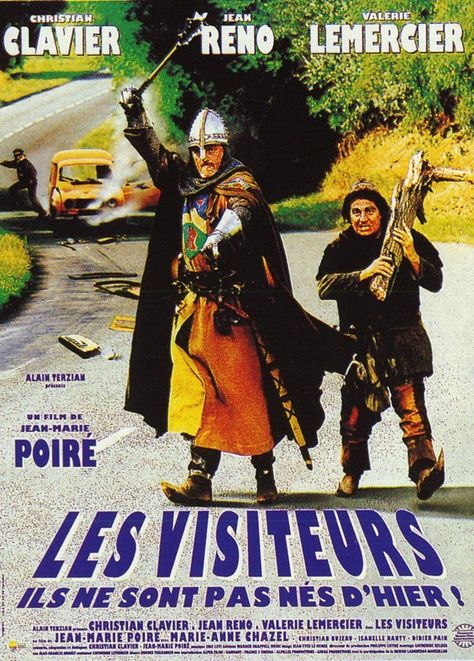 Les Visiteurs est un film français réalisé par Jean-Marie Poiré, tourné en 1992 et sorti en 1993. Il est aujourd'hui considéré comme l'une des comédies populaires les plus célèbres du cinéma français, et a pris le statut de film culte. Wikipédia Jean Reno, French Movies, Top Film, Cinema Theatre, Be With You Movie, Septième Art, French Cinema, Foreign Film, French Films