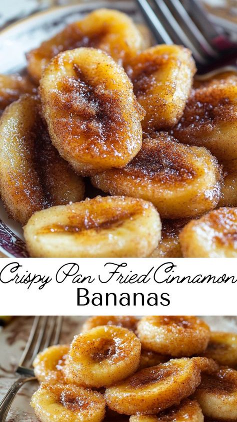 These sweet, crispy cinnamon bananas are the ultimate quick treat. With the warm flavor of cinnamon and the sweetness of caramelized bananas, they’re a delicious way to enjoy this fruit. Perfect for a cozy dessert or a snack to satisfy your sweet cravings! Things To Do With Bananas Going Bad, Cinnamon Sugar Bananas, Health Sweet Treats, Kid Snack Ideas, Dessert Ideas Healthy, Dessert With Fruit, Fun Easy Desserts, Cinnamon Bananas, Bananas Recipe