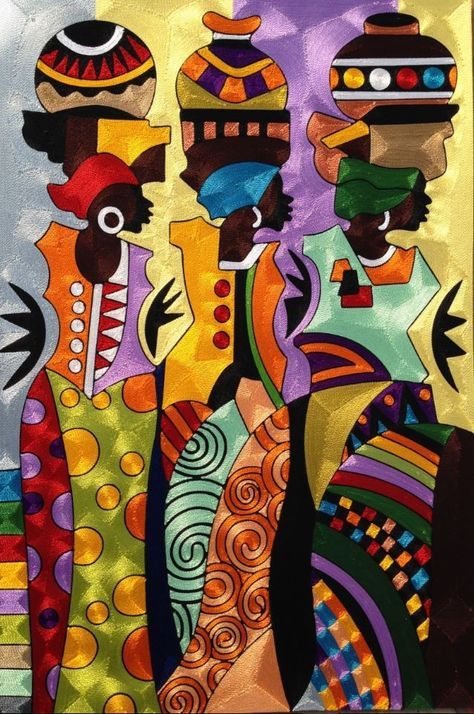 Multicultural Art, African Art Projects, African Artwork, African Women Art, Cultural Art, African Crafts, African Paintings, African Wall Art, Afrique Art