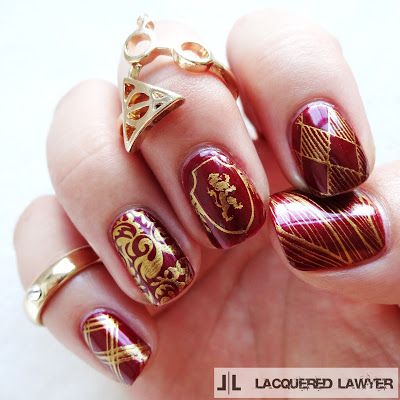 Lacquered Lawyer | Nail Art Blog: Well Done Gryffindor Hp Sketches, Maquillage Harry Potter, Harry Potter Nails Designs, Harry Potter Makeup, Harry Potter Nail Art, Harry Potter Nails, Glume Harry Potter, Art Harry Potter, Unghie Nail Art