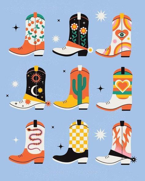 Boots Illustration, Spring Color Palette, Cowgirl Art, Palette Art, Iphone Pictures, Artists For Kids, Illustration Sketches, Hand Art, Painting Art Projects