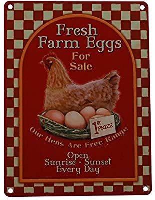 Eggs For Sale, Vintage Style Kitchen, Chicken Shop, Chicken Signs, Farm Eggs, Farm Fresh Eggs, Vintage Tin Signs, Vintage Farm, Metal Wall Sign