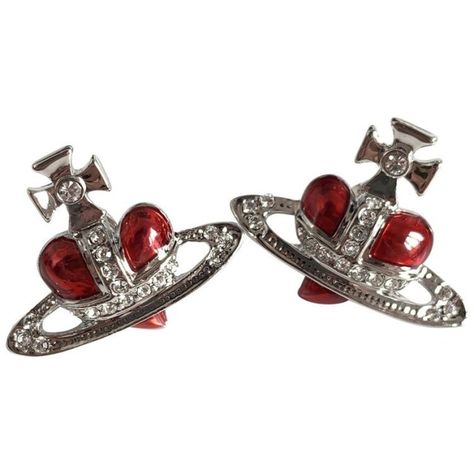 Earrings Vivienne Westwood, Vivienne Westwood Ring, Vivienne Westwood Earrings, Vivienne Westwood Jewellery, Vivienne Westwood Red, Oc Stuff, Red Heart Earrings, Y2k Goth, Magical Jewelry