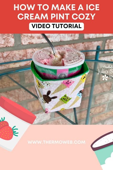 Ice Cream Pint Cozy, Ice Cream Pint, Ice Cream Holder, Ice Cream Cozy, Ice Cream Gift, Pint Of Ice Cream, Smelling Good, Pretty Crafts, Easy Ice Cream