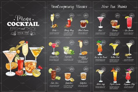 23+ Cocktail Menu Template - Free & Premium PSD Ai Vector Downloads Cocktail Menu Design, Japanese Restaurant Menu, Drink Menu Design, Ice Cream Menu, Tapas Menu, Menu Illustration, Sushi Menu, Burger Menu, Sushi Design