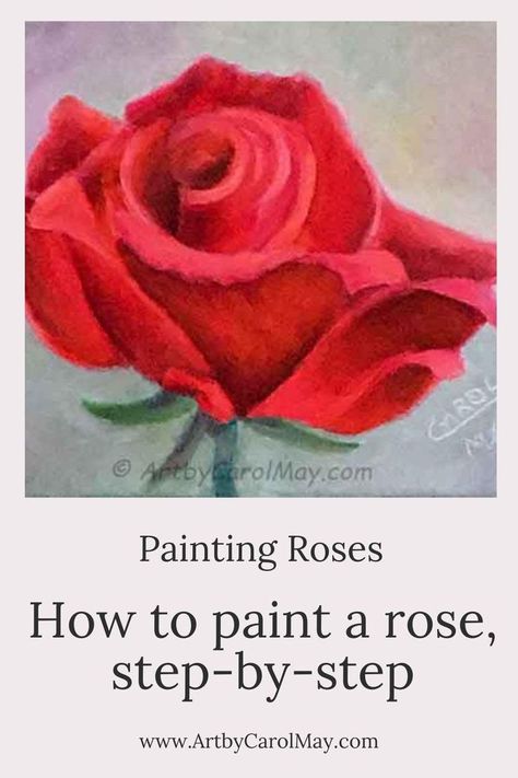 Tutorial of how to paint a rose with oil paints. Paint Roses Step By Step, How To Paint A Rose, Paint A Rose, Practice Painting, Rose Step By Step, Rose Oil Painting, Oil Painting Tutorial, Art Apps, Hand Painted Roses