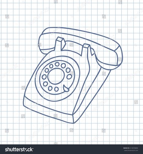 Telephone Drawing Simple, Telephone Doodle, Tarot Reference, Telephone Illustration, Telephone Drawing, Old Telephone, Journal Idea, Rotary Phone, Old Phone