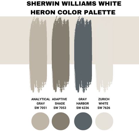 Sherwin Williams White Heron (Palette, Coordinating & Inspirations) Cityscape Sherwin Williams, Sherwin Williams White Heron, Sherwin Williams Cityscape, Anew Gray Sherwin Williams, Dark Gray Paint Colors, Bright Paint Colors, Anew Gray, Purple Paint Colors, Sherwin Williams White