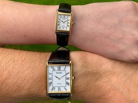 Seiko SUP250 & SUP880 Review: His and Her Seikos | Two Broke Watch Snobs Seiko Tank Watch, Small Watches Women, Seiko Tank, Seiko Watches Women, Citizen Watches Women, Small Watches, Classic Watch Women, Old Money Men, Arm Candies