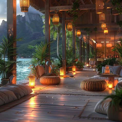 Embark on a journey to Bora Bora and indulge in the luxury of a Contemporary Island Hideaway, offering 10,000 sqft of tropical paradise with six lavish bedrooms. Immerse yourself in oceanfront views and lush landscaping in your outdoor oasis. Let this image inspire your island dreams and serve as a gateway to a serene tropical lifestyle. Share your first island hideaway escapade in the comments! 🏝️🌺 #DreamHomeInspiration #LuxuryInteriors #ContemporaryStyle #IslandHideaway #BoraBora #Oceanfront #LuxuryLifestyle #HomeGoals #InspiringHomes #LuxuryLiving Island Resort Aesthetic, Tropical Resort Aesthetic, Tropical Island House, Adventureland Aesthetic, Island House Tropical, Round Black Coffee Table, Beach Library, Resort Ideas, Tropical Scenery