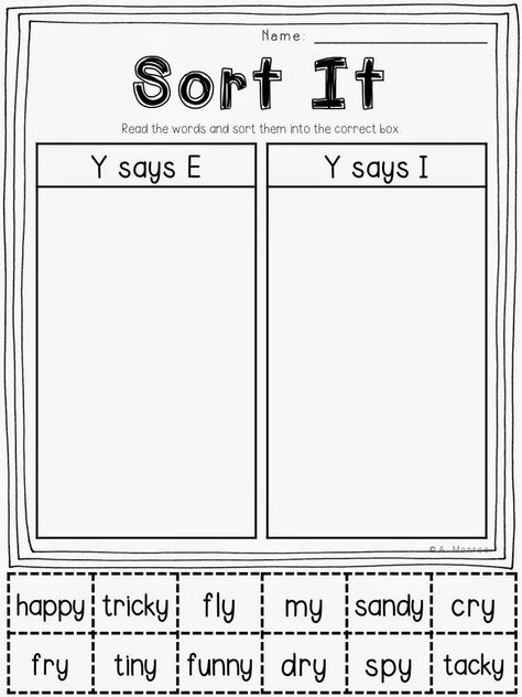 School Is a Happy Place: January Jumpstart (January Centers, Y as a Vowel, and Loads of FREEBIES) Y As A Vowel, Word Sort, First Grade Phonics, School Of Life, Phonics Words, Word Sorts, 2nd Grade Reading, First Grade Reading, Teaching Phonics