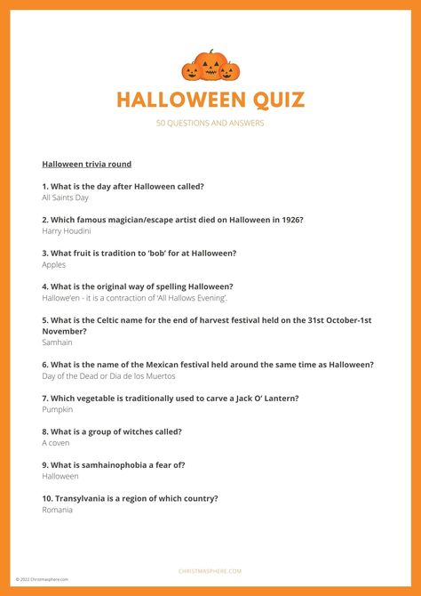 Halloween Quiz - 50 Spooky Questions and Answers Hocus Pocus Trivia Questions, Horror Movie Emoji Quiz, Halloween Movie Trivia Questions And Answers, Scary Movie Trivia, Halloween Movie Trivia, Halloween Trivia Questions, Halloween Quiz, Celtic Name, Halloween Trivia