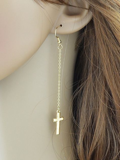 Cross Long Chain Earrings GOLD SILVER , #SPONSORED, #Chain, #Long, #Cross, #SILVER, #GOLD #Ad Long Chain Earrings Gold, Chain Earrings Gold, Long Chain Earrings, Earrings Chain, Faux Pearl Earrings, Alloy Earrings, Hoop Earring Sets, Gold Pearl Earrings, Round Stud Earrings