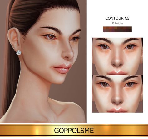 GPME-GOLD Face Contour C5 | GoppolsMe on Patreon Face Contour, Sims 4 Cc Makeup, Sims Four, Gold Makeup, Gold Face, Sims 4 Cas, Face Contouring, Contour Makeup, Maxis Match