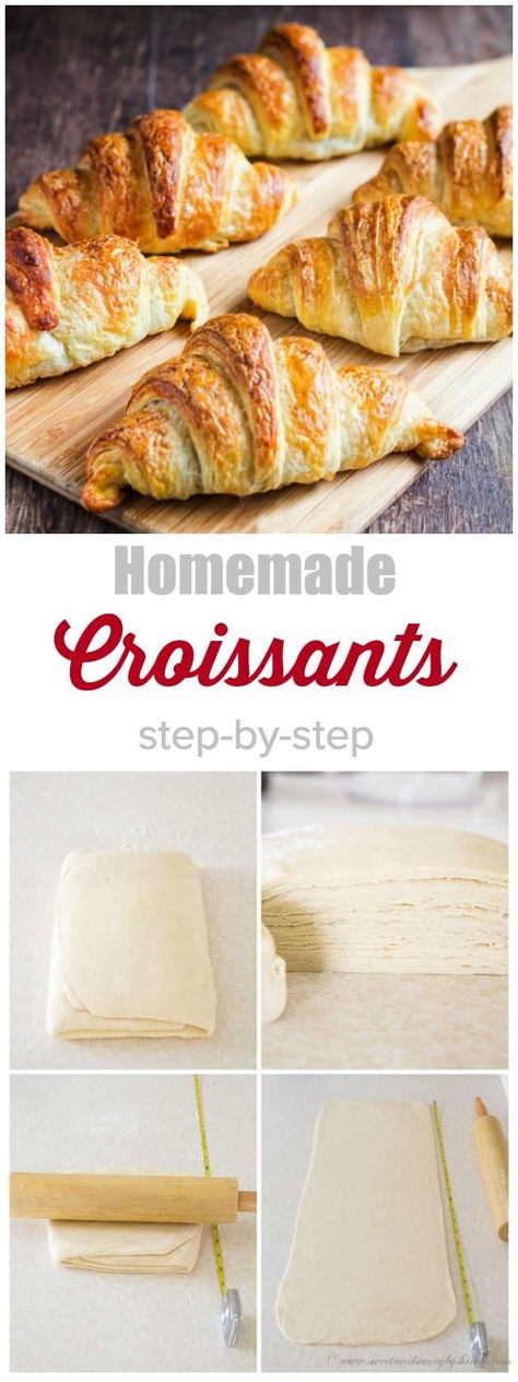 Buttery homemade croissants aren't as hard as you may thing. Yes, it takes a little bit of elbow grease, but nothing you can't do. And the result is so worth it! Crosaint Recipes, Making Croissants, Croissants Recipe, Homemade Croissants, Butter Croissant, Jo Cooks, Croissant Recipe, Biscuit Rolls, Homemade Butter