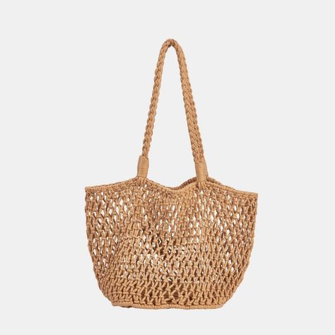 Introducing the Tan Open Weave Tote. The open weave design adds a touch of laid-back charm, making this tote the perfect companion for both beach days and casual outings. This tote offers both fashion and function, providing plenty of space to carry your essentials while complementing your summertime wardrobe. Whether you're heading to the beach, running errands, or meeting friends for a leisurely brunch, this tote is a chic and convenient option to complete your look. Product code: CAC12F4B001H Beach Running, Boat Tote, Vegan Leather Tote Bag, Womens Crochet Patterns, Vegan Leather Tote, Knitting Bags, Woven Tote Bag, Crossbody Tote Bag, Graphic Tote