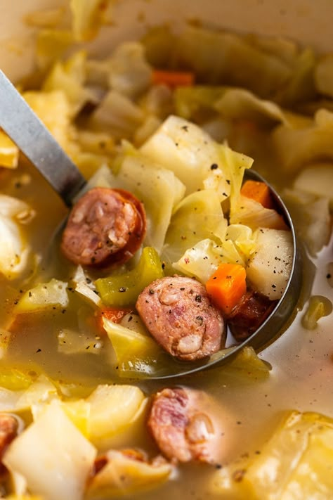 Cabbage Sausage Soup Recipe - Life Made Simple Bakes Cabbage Sausage Potato, Sausage And Potato Soup, Cabbage Sausage, Sausage Potato Soup, Cabbage Soup Recipe, Cabbage And Sausage, Cabbage Soup Recipes, Cabbage Soup Diet, Sausage Potatoes