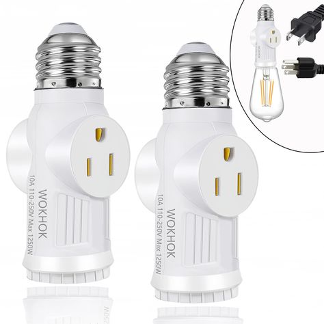 PRICES MAY VARY. 2/3 Prong Socket Plug adapter : The light bulb socket adapter can convert light socket to both 3 plug or 2 plugs,wider application range High-Quality Socket Adapter : This light socket to plug adapter is made of fire-proof material PBT,the PBT have been thickened, more heat-resistant than other brand, that is high temperature-resistant up to 220℃. Max 1250W -125VAC Easy to Install : Easy to Install,Plug and Play.Simple yet effective gadget to solve a need to plug in a socket Wid Front Door Security, Porch Light, Garage Door Opener, Security Camera System, Electric Lighter, Adapter Plug, Porch Lighting, Security Door, Security Camera