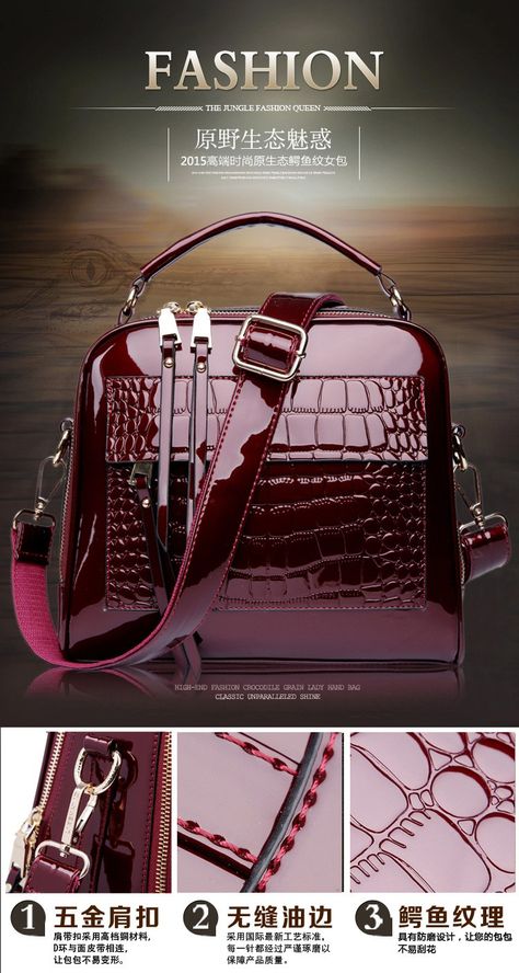 2632537789_2086405423 Alligator Handbags, Womens Handbag, Patent Leather Handbags, South Asia, Off Black, High End Fashion, Black Patent Leather, Leather Handbag, Luxury Handbags