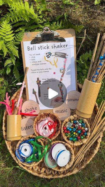 Katie Taylor | Make some musical instruments from nature. My new download is full of outdoor themed ways to make music. This one is really sweet and gre... | Instagram Preschool Outdoor Music Area, Forest School Musical Instruments, Mentor Activities, Forest School Ideas, Outdoor Music Area, Outdoor Therapy, Music Activities For Kids, Katie Taylor, Scout Crafts