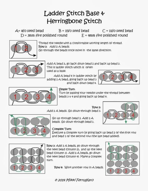 Back to Basics : Ladder Stitch & Herringbone Stitch Seed Bead Tutorial For Beginners, Herringbone Stitch Tutorial, Seed Bead Crafts, Herringbone Stitch, Bead Weaving Tutorials, Ladder Stitch, Brick Stitch Earrings, Beading Techniques, Bead Weaving Patterns