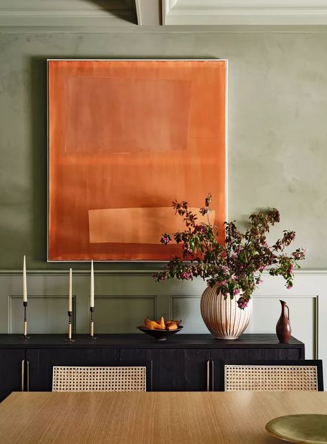 22 Fall Color Schemes to Incorporate This Season Old Greenwich, Fall Color Schemes, Green Dining Room, Orange Color Schemes, Paint Trends, Eclectic House, Custom Furniture Design, Orange Interior, Green Color Schemes