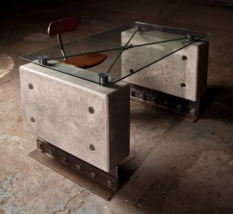 Industrial Style Concrete Furniture by Brutal Design Concrete Furniture Interior, Industrial Brutalism, Brutalism Furniture, Concrete Furniture Design, Brutal Design, Industrial Style Interior Design, Industrial Furniture Design, Concrete Desk, Concrete Interior Design