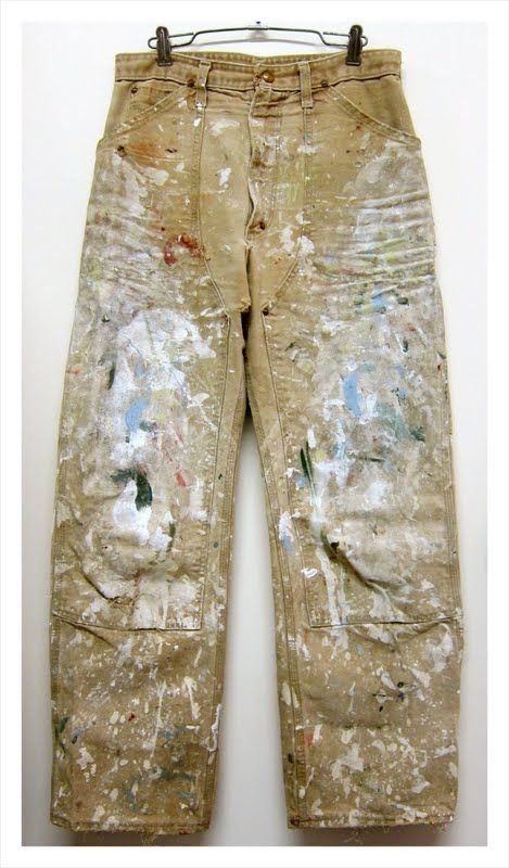 Paint / pants Painters Pants, Cycle Chic, Denim Workwear, Denim Inspiration, Painted Jeans, Mode Inspo, Looks Style, Work Pants, Vintage Denim