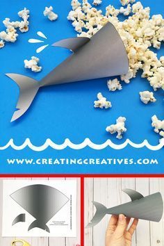 Shark Party Printable Popcorn Holder #popcornholder #sharkweek #sharkparty #sharkcraft Popcorn Holder, Shark Week Party, Shark Craft, Shark Themed Party, Ocean Birthday Party, Shark Themed Birthday Party, Ocean Birthday, Shark Birthday Party, Ocean Party