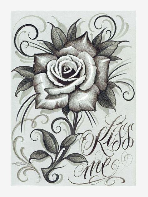 Feminine Tattoo Designs Drawings, 2022 Drawing, Rose Drawing Tattoo, Cool Tattoo Drawings, Chicano Art Tattoos, Cricut Images, Chicano Drawings, Easy Love Drawings, Eagle Tattoos