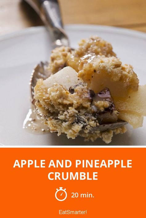 Apple and Pineapple Crumble - quick recipe - simple dish - A recipe idea by EAT SMARTER | Casserole, baked dish, Grain, Fruit, Tropical Fruit, Crumble, Apple Crumble, Fruit Dessert, dessert #pomefruit #recipes Pineapple Crumble, Baked Dish, Pear Crumble, Fruit Crumble, Crumble Cake, Crumble Recipe, Recipe Simple, Fruit Dessert, Apple Crumble