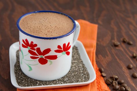 Rocket Fuel Cafe Mocha with Chia-4048 Cafe Mocha Recipe, Bulletproof Coffee Recipe, Coffee Health, Cafe Mocha, Mocha Recipe, Coffee Substitute, Rocket Fuel, Coffee Hacks, Butter Coffee