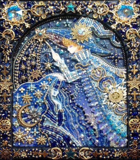 자수 디자인, Ap Art, The Fairy, Embroidery Inspiration, Embroidery And Stitching, Blue And Gold, Embroidery Projects, Bead Art, Pretty Art