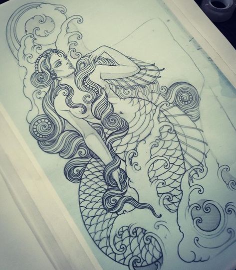 Japanese Mermaid Tattoo, Vintage Mermaid Tattoo, Traditional Mermaid Tattoos, Mermaid Sleeve Tattoos, Automotive Website, Mermaid Tattoo Designs, Background Reference, Pirate Tattoo, Mark Tattoo